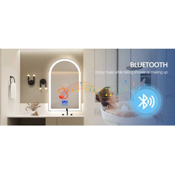 LED Light Backlit Arch Bathroom Mirror , Asymmetrical LED Bathroom Mirror