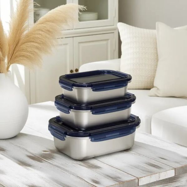 Récipient de stockage des aliments en acier inoxydable 304 ou 316 à micro-ondes et à four sans couvercle en PP sans BPA