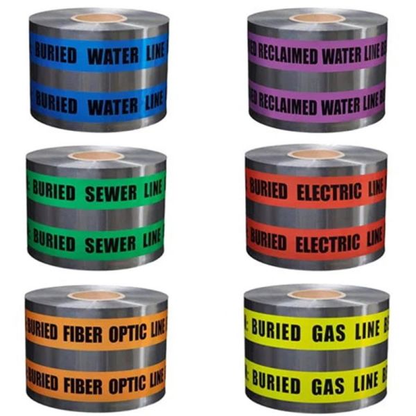 Underground Detectable Foil Warning Tape Roll PE Material For Safety Caution In Excavation Zones