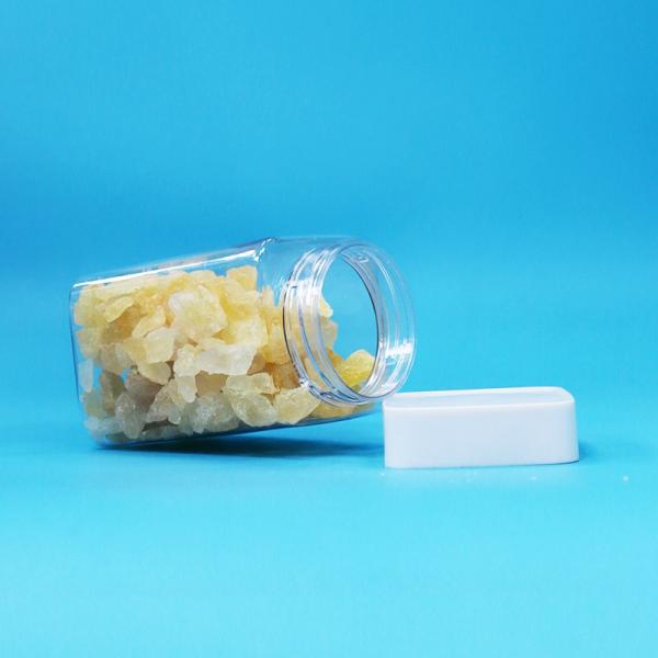 Pot à bonbons de stockage en plastique PET transparent sans BPA avec couvercle à vis carré blanc