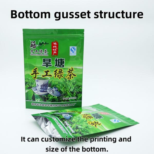 Eco-Friendly Stand Up Bags For Tea Packaging With Aluminum Foil Liner And Resealable Zipper Bulk Orders Discounts.
