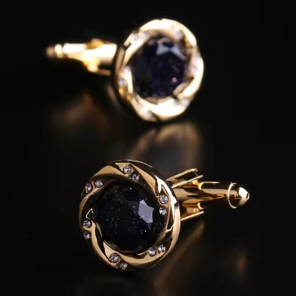 Star Crystal Mens Diamond Cufflinks Alloy Plating Color For Shirt 15mm Size