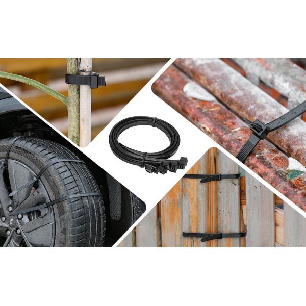 Black Double Sided Zip Ties Custom Size High Durability For Garment