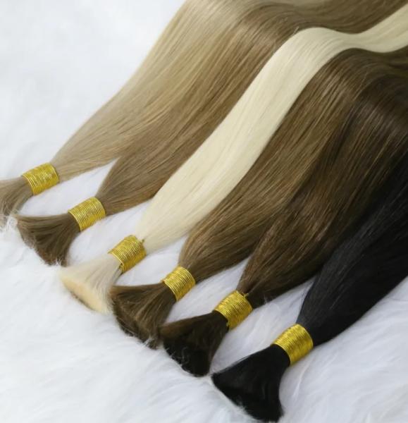 Wholesale Hair Vendors Brazilian Virgin Bundles Cuticle Aligned Hair Extension No Weft Silk Straight  Bulk Human Hair for Braiding