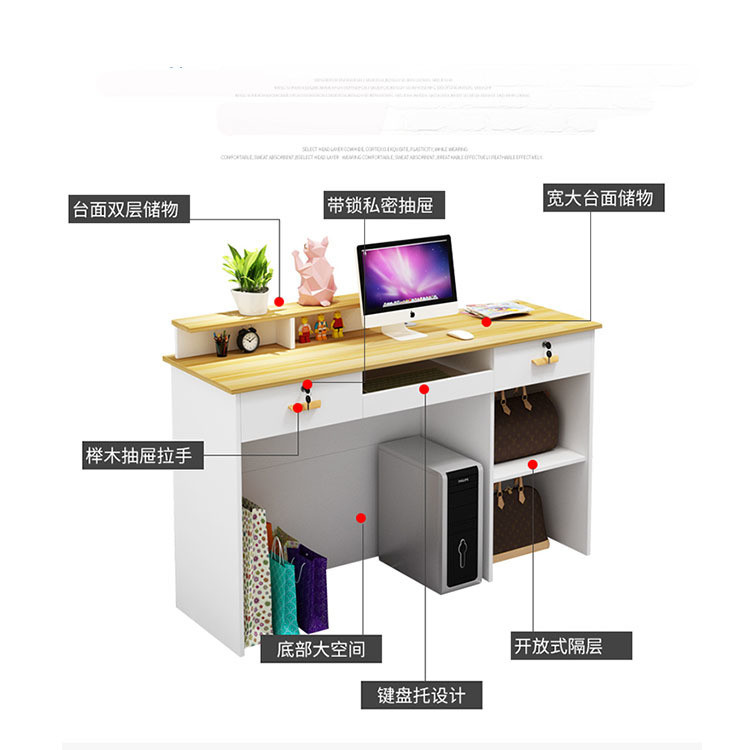 Retailer Shops Reception Counter with Wooden Checkout Store Counters and Front Simle Desk