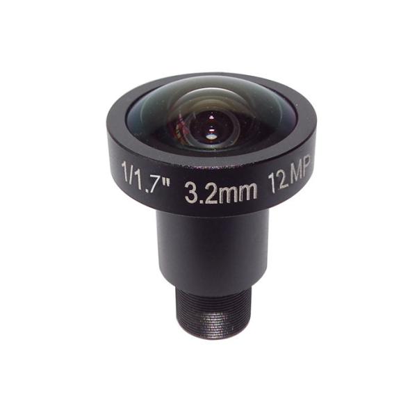 1/1.7 3.2mm 12Megapixel M12 mount 160degree wide angle lens, 4K lens for 1/1.7 1/1.8 1/2.3 sensors