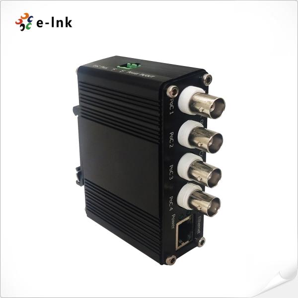 DIN-Rail Ethernet over Coax Receiver with 4-Channel Input and PoC Function