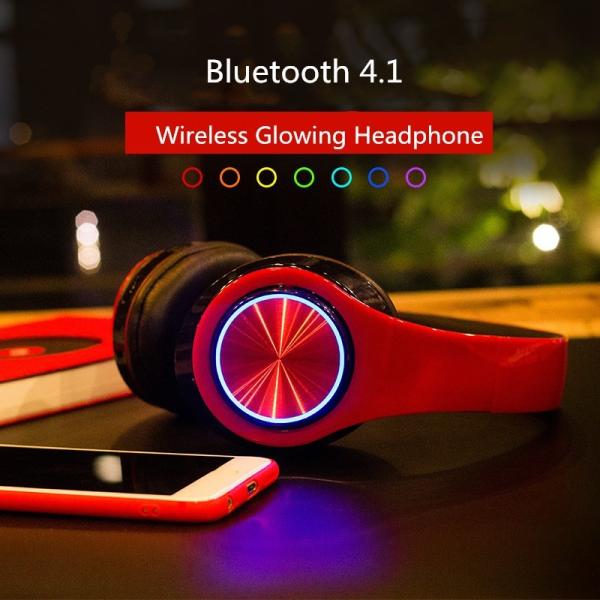 BH3 Glowing Headphones Bluetooth 4.1 Wireless Stereo Portable Foldable Headphone TF Card LED Light Wired Earphone Mic fo