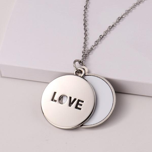 Sublimation Heart Shape Sliding Silver Locket Necklace Custom Printing Sublimation DIY Blank Love Necklace Picture Pendant