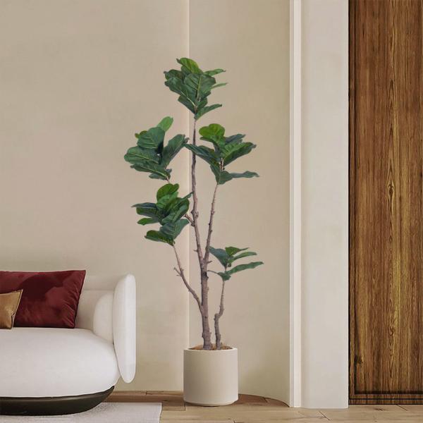 Faux Indoor Plants 160cm 185cm Faux Fiddle Leaf Fig Plant Fake Tree Indoor House Potted Plant For Home Office Decoration