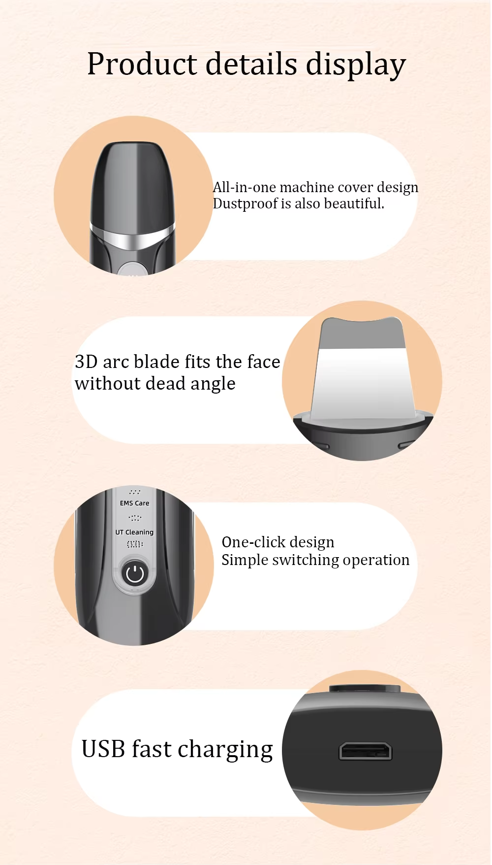 Ultrasonic Skin Scrubber with 4 Modes LCD Display and USB-C Charging for Deep Pore Cleansing