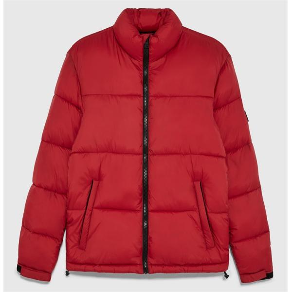 Custom Mens Black Polyester Outdoor Puffer Jacket for Winter