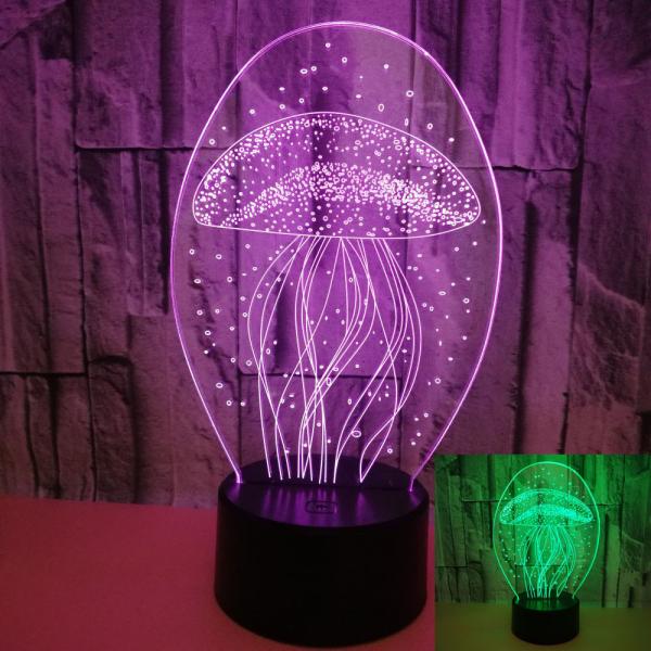 OEM ocean animal fish Jellyfish 3D night light colorful LED visual light gift atmosphere 3D table lamp