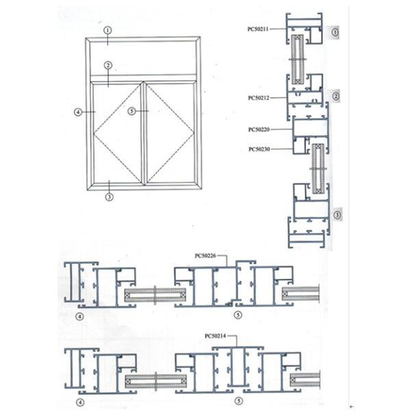 Профиль алюминия Windows 6061 офиса/ванной комнаты, деревянное зерно покрыл штранг-прессование алюминия профиля