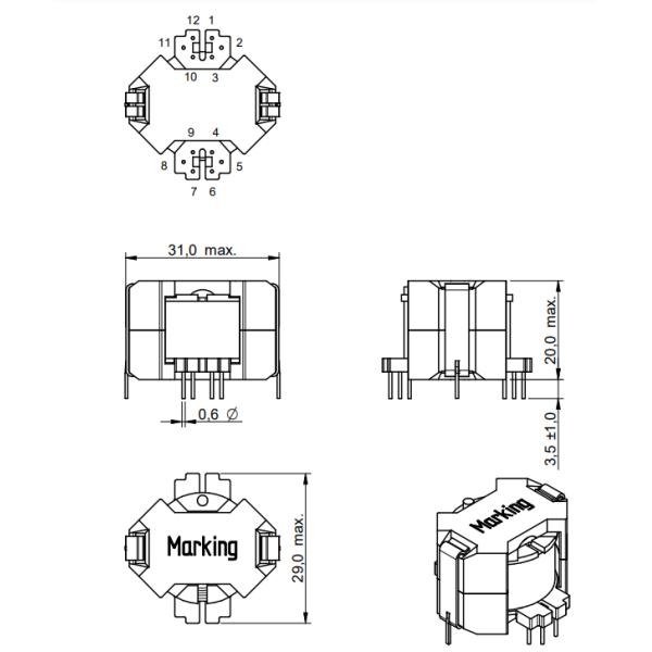 SMPS Flyback трансформатор для коррекции активного коэффициента мощности 760801030