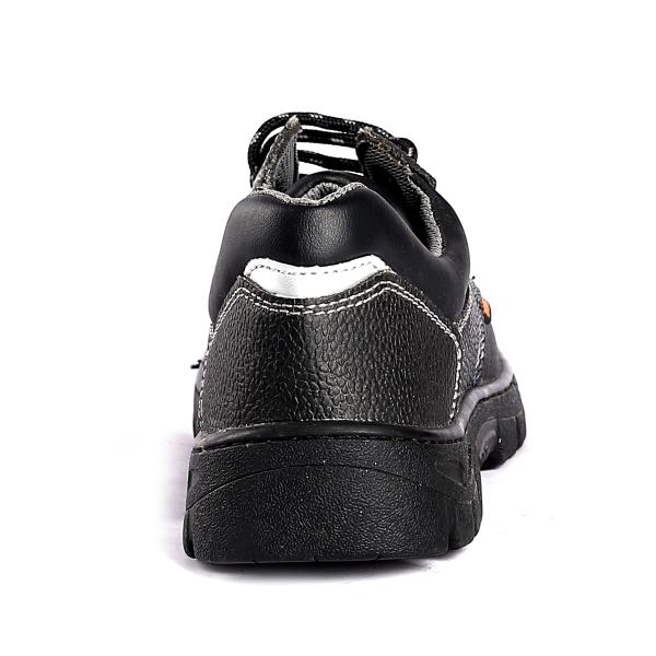 Steel Toe Safety Shoes with Nylon Fabric Gusset Tongue and Embossed Cow Leather Upper Material