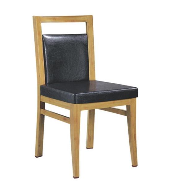 black PU wood imitation square tube aluminium restaurant chair