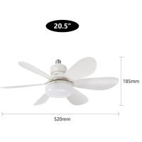 Socket Fan Light with Remote E27 Base 20.5'' Small Screw in Ceiling Fans with Lights 3 Speeds and 3 Color Dimmable Fan Light Bulb