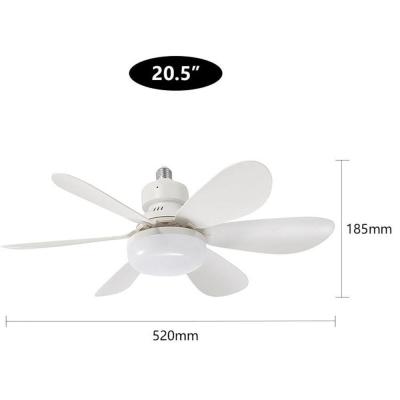 Socket Fan Light with Remote E27 Base 20.5'' Small Screw in Ceiling Fans with Lights 3 Speeds and 3 Color Dimmable Fan Light Bulb