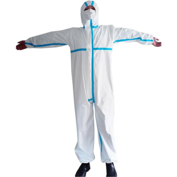 PPE Disposable Protective Suit , Chemical Protective Coveralls Clinical Mutiple Sizes