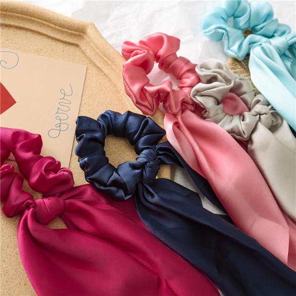 Ponytail Scarf Scrunchie Holders Imitate Silk Satin Solid Color Knotting Ribbon  28cm 20g