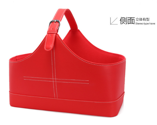 High Quality Red pu leather gift wine fruitbasket hamper for holiday gift size41x20x27cm