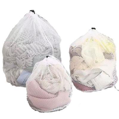 Drawstring Binding Mesh Polyester Laundry Bag 50cmx60cm Customized Size