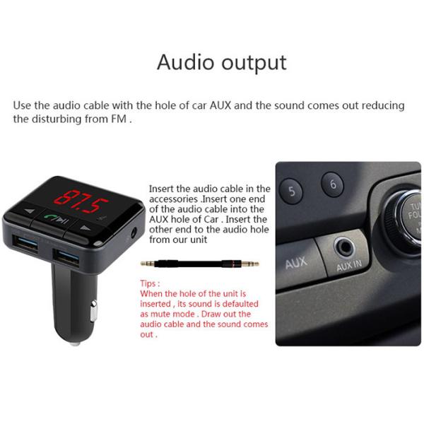 Car Mp3 Player Dual USB Charger Supported TF Card And Built - In MIC