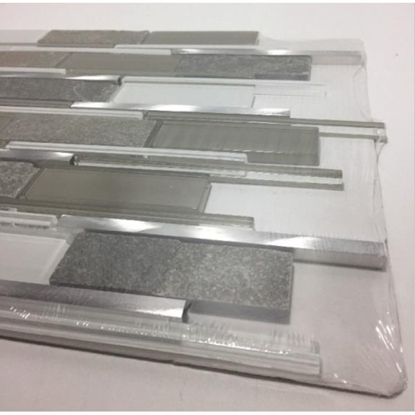 Art Gray Select Glass Mosaic Tile Backsplash Mix Aluminum Mosaic Strip Shaped