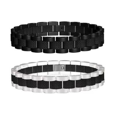Bracelet en acier inoxydable et en fibre de carbone pour hommes