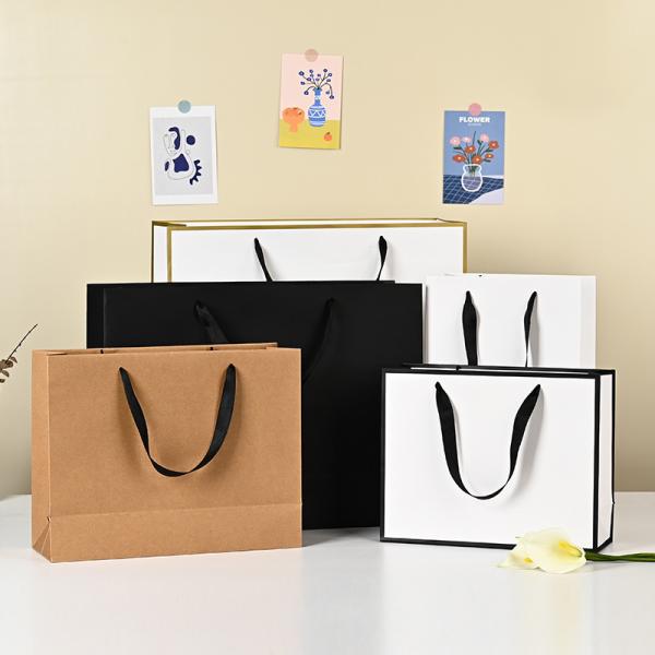Kraft Paper Tote Bag Clothing Shopping Bag Custom Solid Color Thick White Card Gift Bag