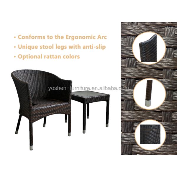 Aluminum Wicker Rattan Stackable Garden Furniture Outdoor Dining Chairs for Restaurant Beach Coffee Shops