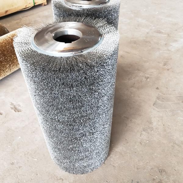 Pincel de rolos de arame de aço inoxidável para polir placa Wpc