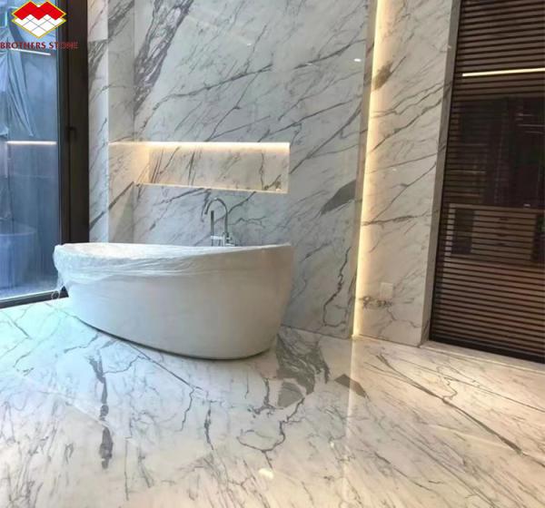 Polished Natural Statuario White Marble Big Slab for Italian Flooring and Wall Tiles