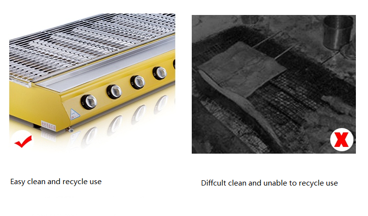 Factory Price 4 pcs burner Gas Stainless Steel ceramic smokeless bbq grill