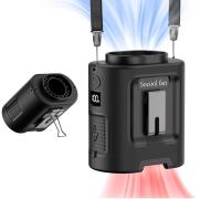 Socool Fan 4000mAh Clip cintura Fan Naranja Negro Ventilador móvil ajustable ABS cuerpo chaqueta de silicona y gancho de acero manganeso para refrigeración portátil Ventilador turbo exterior