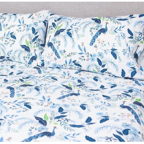 Super Soft Peacock Bed Sheets for Kids & Teens with Fitted Sheet, Flat Sheet & Pillowcase