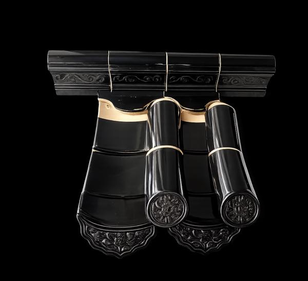 Antique Chinese Style Black Glazed Roof Tile Ceramic Glossing Roofing Bamboo Tiles for Traditional House Temple Gazebo