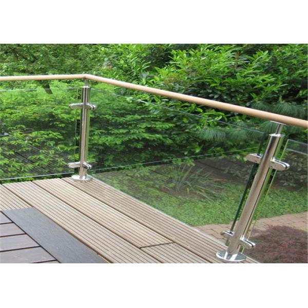 Durable Glass Balustrade Stainless Steel Handrails , Tempered Glass Railing Systems