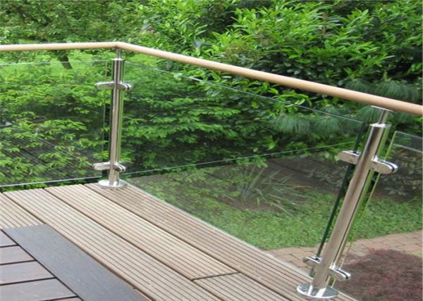 Durable Glass Balustrade Stainless Steel Handrails , Tempered Glass Railing Systems