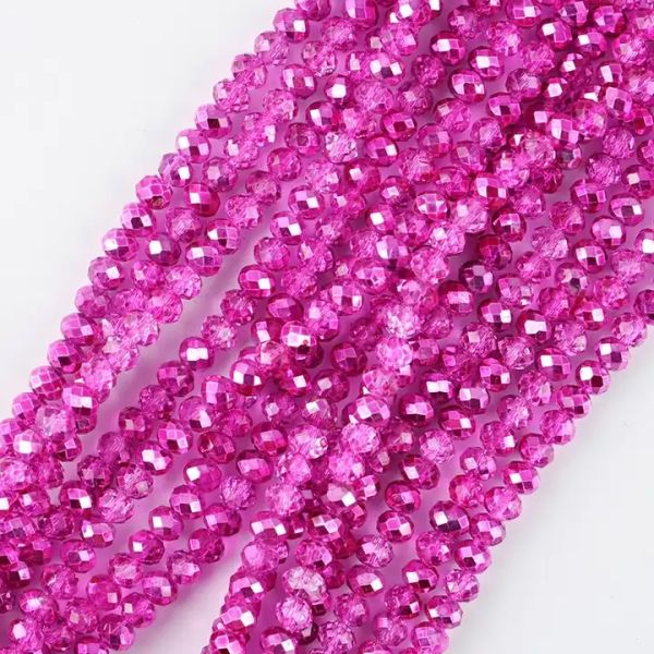 Glass Facetted Beads Lampwork Loose Round Glass Crystal Glass Rondelle Loose Beads