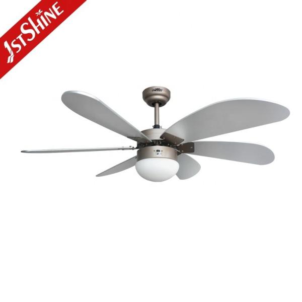 Simple Home 6 lâminas de MDF Ventilador de teto de cor prateada com controle remoto e motor AC / DC