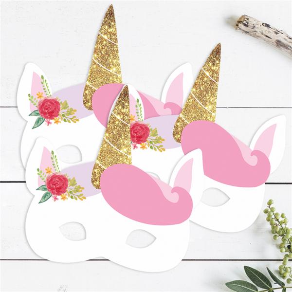 Birthday Unicorn Recycled Paper Mask For Kids 7.5 X 7.5 Inch Customized Design