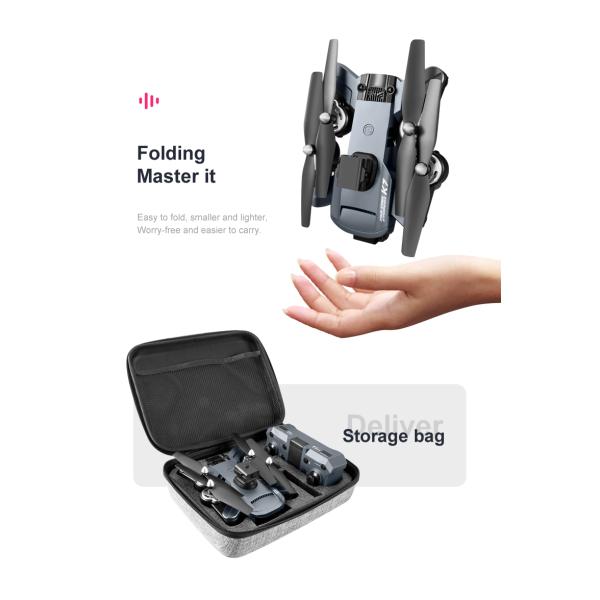 Mini Foldable Drone K7 Optical Flow Obstacle Avoidance 4k Camera LED Lights Remote Control 1800 mAh Battery ESC HD Camera