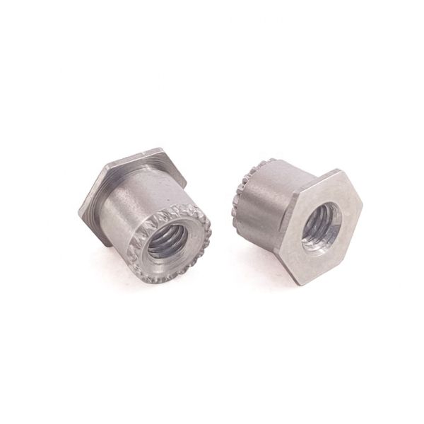 Metric Stainless Steel Annular Serrated Rivet Stud Hex Head Fully Threaded Polished