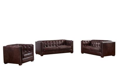 5 Star Hotel Full Soft Leather Sofa Set , Chocolate Brown Leather Couch American Style