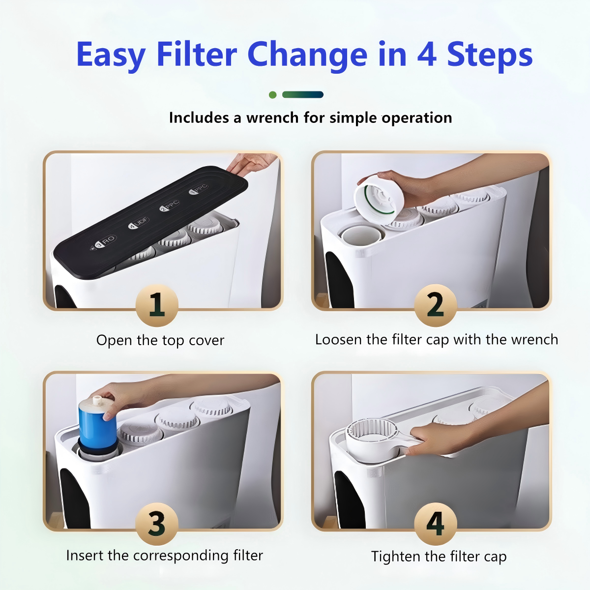 Dual Installation Under Sink Countertop RO System 600GPD With 5 Stage Filtration