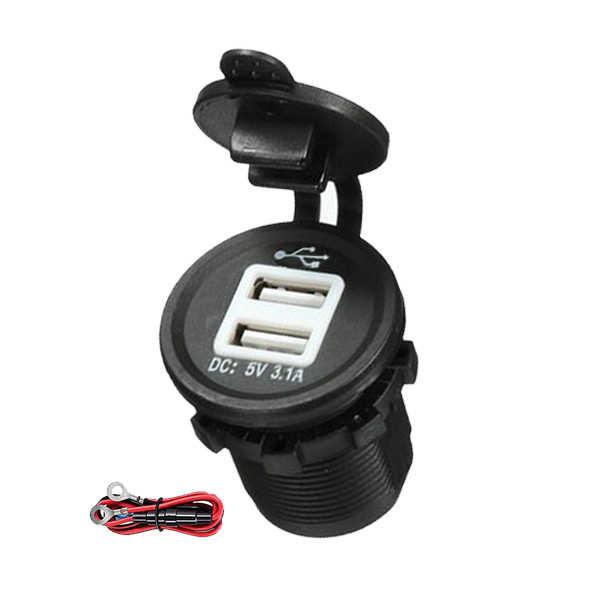 Adaptador de corriente para coche con doble USB de 5 V y 3,1 A, pequeño y redondo, para iPhone 16