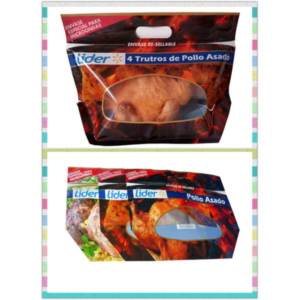 Laminated NY / AL / PE Roast Chicken Plastic Zipper Pouch / Standing Bottom Gusset Bags