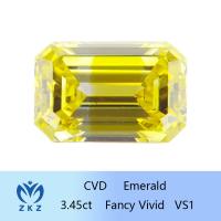O laboratório fraco de HPHT criou Diamond Emerald Cut amarelo IGI habilitado